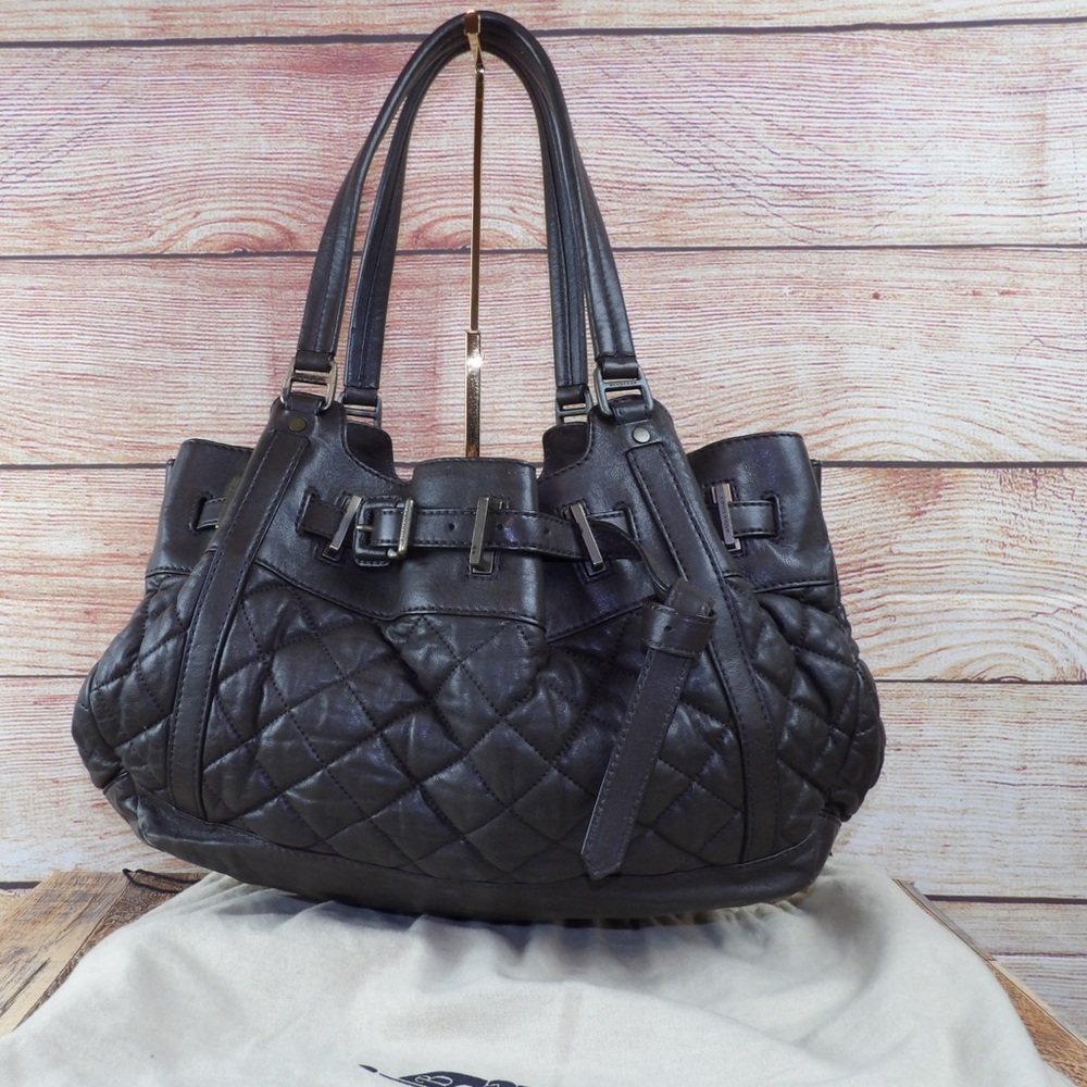 Burberry DARK GREEN quilted leather satchel